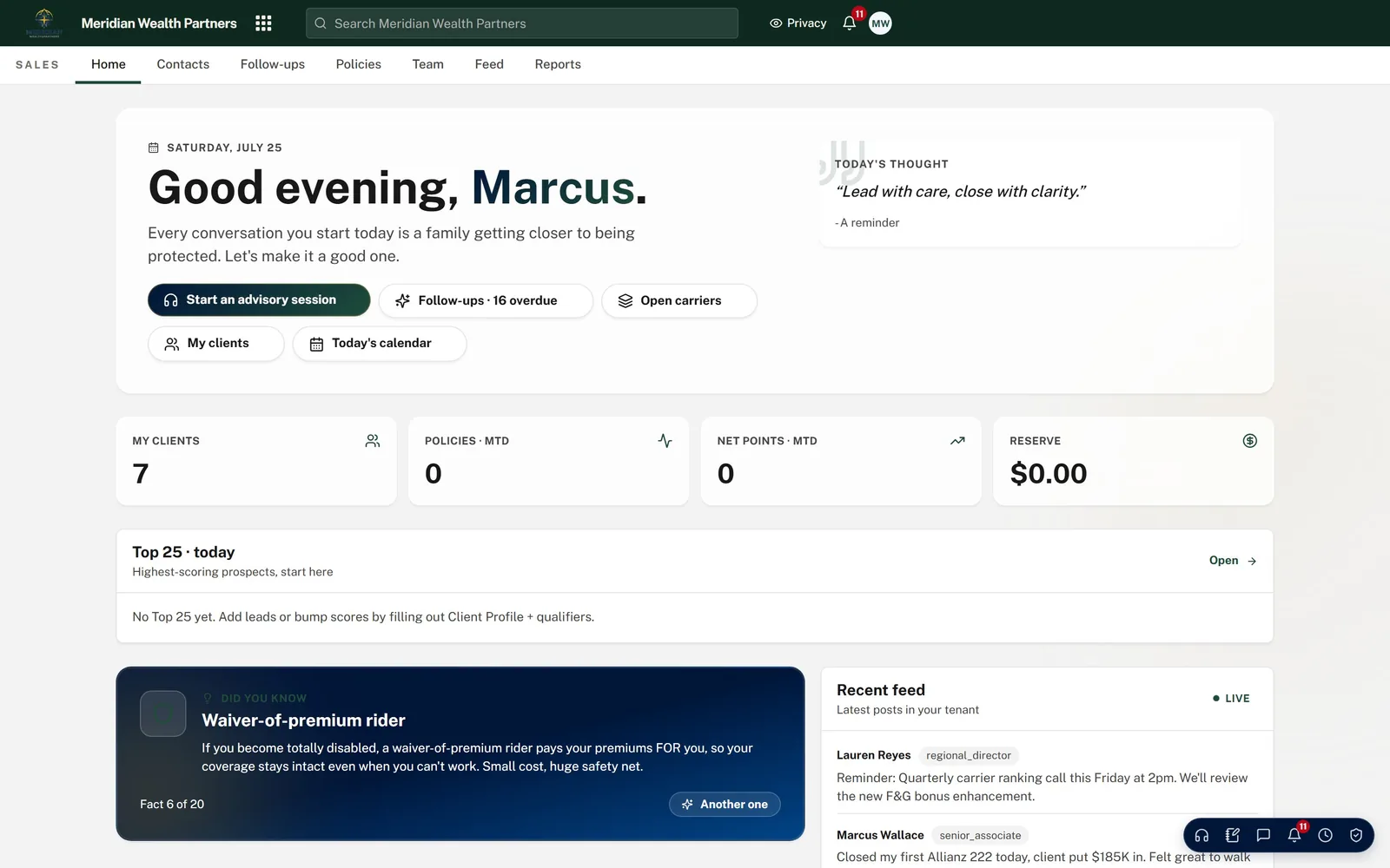 A branded agent dashboard
